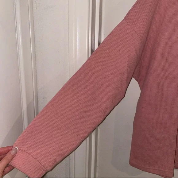 Pink Waffle Knit Lounge Pajama Set - Picture 4 of 11